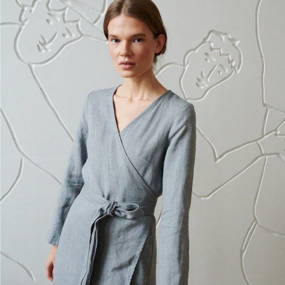 LINENFOX rosemary wrap dress